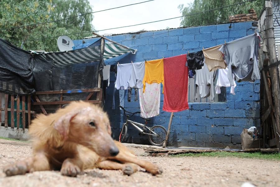Viviendas en asentamiento del barrio La Chacarita en el noreste de Montevideo. Foto: Javier Calvelo/ adhocFOTOS