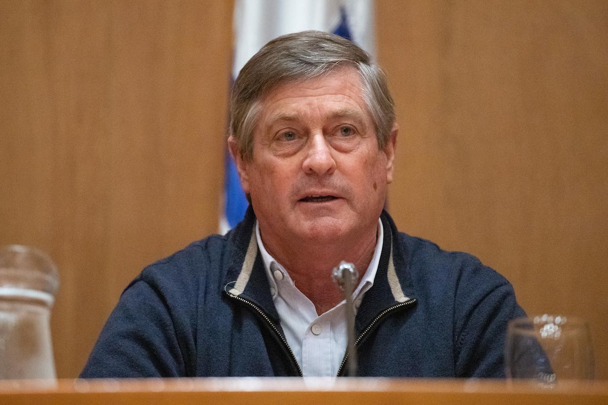 Guillermo Besozzi durante la conferencia de prensa en el auditorio de Torre Ejecutiva en Montevideo Foto: Mauricio Zina/ adhocFOTOS
